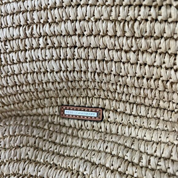 Rebecca Minkoff Sun Surf Sand Repeat Straw Tote Summer Beach Natural Tassels Fun - Picture 5 of 9